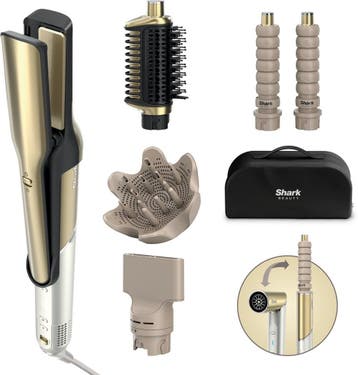 Shark Glam 5-in-1 Multistyler en Föhn  - Wit/Goud - Geschikt, Sieraden, Tassen en Uiterlijk, Verzenden, Nieuw
