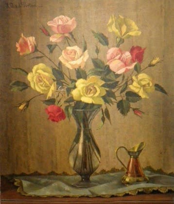 Heinz Werner van der Porten (1930) - Vaso di vetro con rose