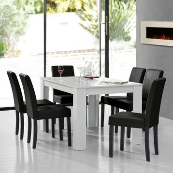 Eetkamerset Nora eethoek 7-delig tafel en stoelen wit en zwa, Huis en Inrichting, Verzenden, Nieuw