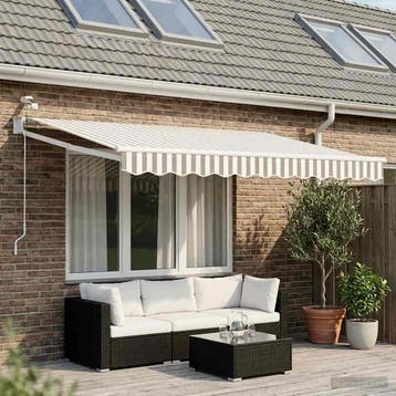 vidaXL Elektrisch Uittrekbaar Zonnescherm Lichtgrijs en wit., Verzenden, Nieuw