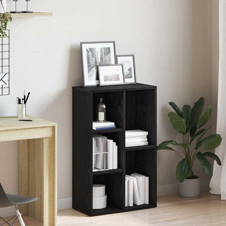 vidaXL Boekenkast Zwart Eiken 50x25x80 cm Engineered Wood, Huis en Inrichting, Kasten | Boekenkasten, Nieuw, Overige houtsoorten