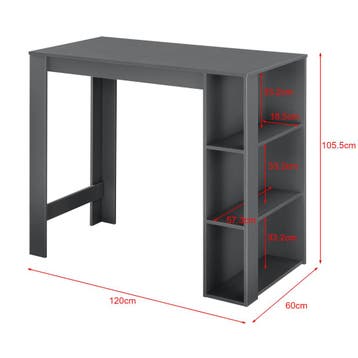 Bartafel Danderyd met 3 planken 120x60x105,5 cm donkergrijs, Huis en Inrichting, Verzenden, Nieuw