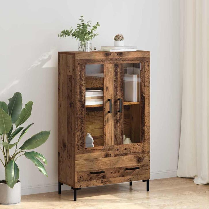 vidaXL Highboard met lade Oud Hout 69,5 x 31 x 115 cm, Huis en Inrichting, Kasten | Buffetkasten, Nieuw, Minder dan 50 cm, Overige houtsoorten
