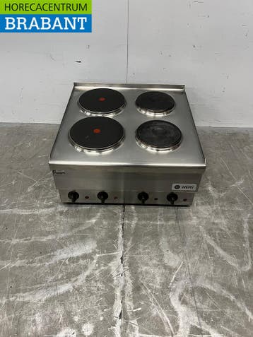RVS Wery 4 pits elektrisch fornuis 60 cm 400V Horeca, Ophalen of Verzenden, Gebruikt