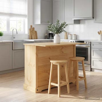 vidaXL Keuken Eiland Set Honing Wax 112 x 70 x 91,5 cm, Verzenden, Nieuw, Bruin