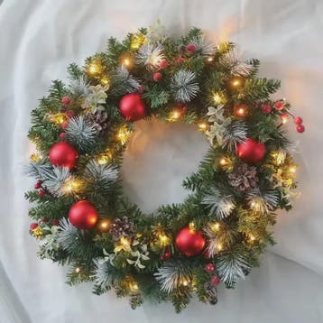Kerstkrans met LED Verlichting - 20-60cm - Deurguirlande met, Verzenden, Nieuw