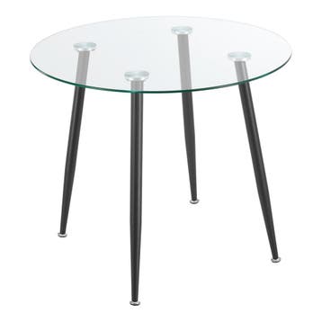[en.casa] Glazen tafel Humppila rond 75x87 cm zwart en trans, Huis en Inrichting, Verzenden, Nieuw