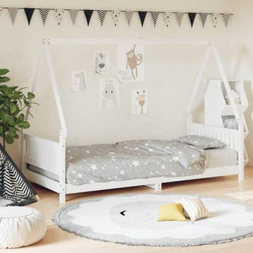 vidaXL Kinderbedframe 90x200 cm massief grenenhout wit, Verzenden, Nieuw