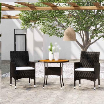 vidaXL 3-delige Tuinset poly rattan zwart, Tuin en Terras, Tuinsets en Loungesets, Verzenden, Nieuw, Tuinset