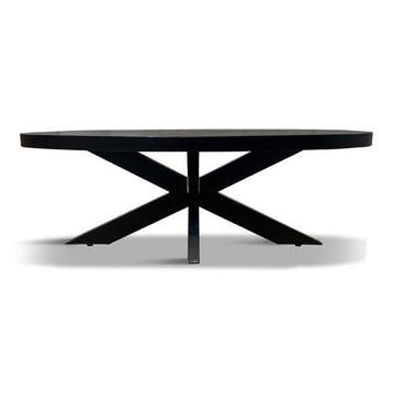 Salontafel Silvia Ovaal 130x70cm Mango Zwart, Ophalen of Verzenden, Nieuw