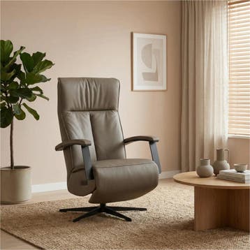 Leren elektrisch relaxfauteuil Pure - Toledo Moss, Bohemian, Industrieel, Modern, Scandinavisch, Nieuw, Ophalen of Verzenden, 50 tot 75 cm