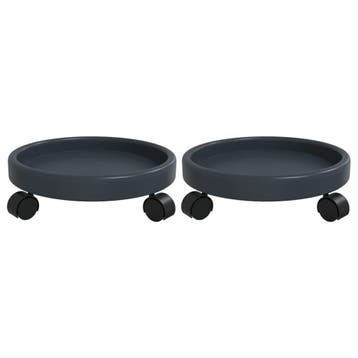 vidaXL Plantentrolleys 2 st met wielen ø34 cm 35 kg grijs, Verzenden, Nieuw