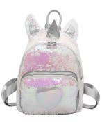 Eenhoorn Rugtas Pailletten Zilver Iridescent Rugzak Tas Scho, Ophalen of Verzenden, Nieuw