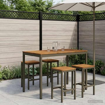 vidaXL Tuinbar Tafel Natuurlijk en Koffie 141 x 80,5 x 105, Verzenden, Nieuw