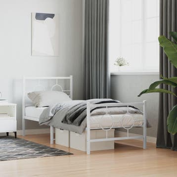 vidaXL Bedframe met hoofd- en voeteneinde metaal wit 80x200, Huis en Inrichting, Slaapkamer | Bedden, Eenpersoons, Verzenden, Wit
