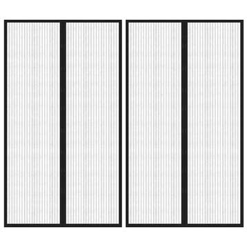 vidaXL Insectendeurgordijnen 2 st magnetisch 200x80 cm zwart, Verzenden, Nieuw, Zwart