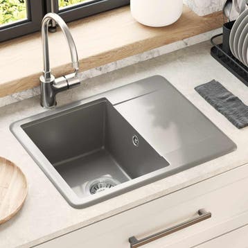 vidaXL Wasbak 80% Kwarts en 20% Hars 560 x 460 mm Grijs, Verzenden, Nieuw