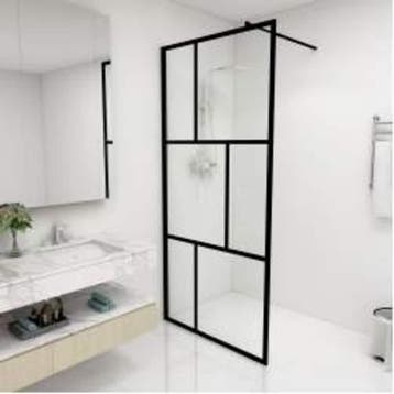 vidaXL Inloopdouchewand 90x195 cm gehard glas zwart, Verzenden, Nieuw