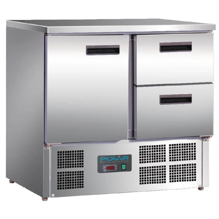 Gekoeld werkbank RVS | 1 deur en 2 laden | 88 x 90 x 70 cm, Zakelijke goederen, Horeca | Keukenapparatuur, Verzenden