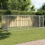 vidaXL Hondenhok met deur 4x2x1,5 m gegalvaniseerd staal, Dieren en Toebehoren, Verzenden, Nieuw