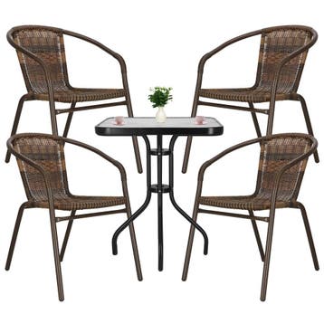 Tuinset | Balkonset | Bistroset | 3-Delig | Tafel + 4, Ophalen of Verzenden, Nieuw