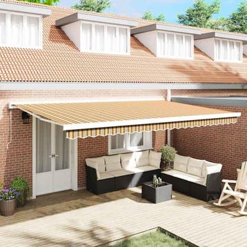 vidaXL Uitschuifbare luifel Meerkleurig 500 × 300 cm Stof en, Verzenden, Nieuw