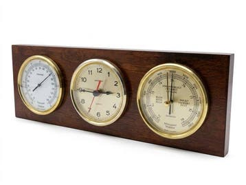 INPROCO - Weerstation - Messing, Glas, Hout - INPROCO Duitse, Antiek en Kunst