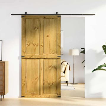vidaXL Schuifdeur CORONA 100 x 210 cm Massief grenenhout, Doe-het-zelf en Verbouw, Deuren en Horren, Verzenden, Nieuw
