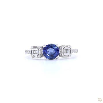 Ring - 18 karaat Witgoud - 1.44ct. tw. Saffier - Diamant, Nieuw