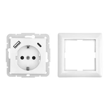 LEDmaxx Inbouw contactdoos zuiver wit met 1x USB-A & 1x U..., Ophalen of Verzenden, Nieuw