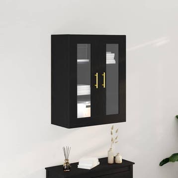 vidaXL Wandkast Zwart Eiken 69,5 x 34 x 90 cm Bewerkt hout, Minder dan 50 cm, Verzenden, Nieuw, Minder dan 100 cm