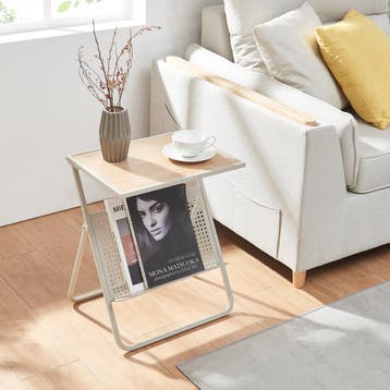 Bijzettafel Jäller met tijdschriftenrek 48x40x30 cm beige en, Verzenden, Nieuw