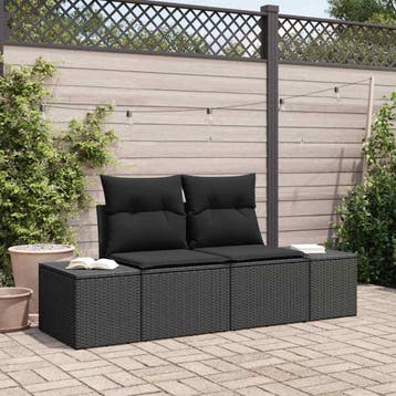 vidaXL Tuinbank met kussen Zwart 184 x 62 x 69 cm poly, Verzenden, Nieuw