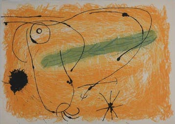 Joan Miro (1893-1983) - Le lézard aux plumes, Abstraction
