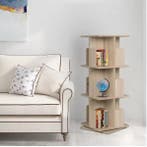 Draaibare 3-Laags Boekenkast – 360° MDF Opbergrek 97 cm, Verzenden, Nieuw