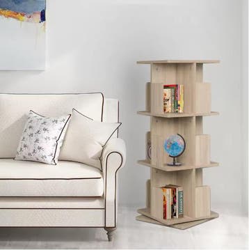 Draaibare 3-Laags Boekenkast – 360° MDF Opbergrek 97 cm, Huis en Inrichting, Kasten | Boekenkasten, Verzenden, Nieuw