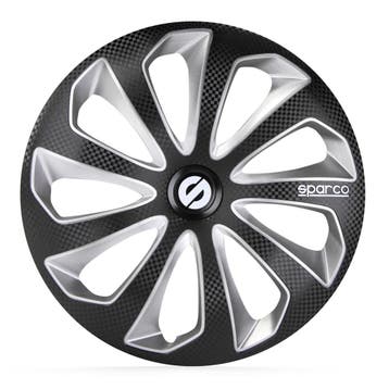 4-Delige Sparco Wieldoppen  Sicilia 13-inch zwart/zilver/car, Verzenden, Nieuw