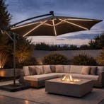 Zweefparasol met solar ledlampen – zwart - 300 x 300 x 245, Verzenden, Nieuw