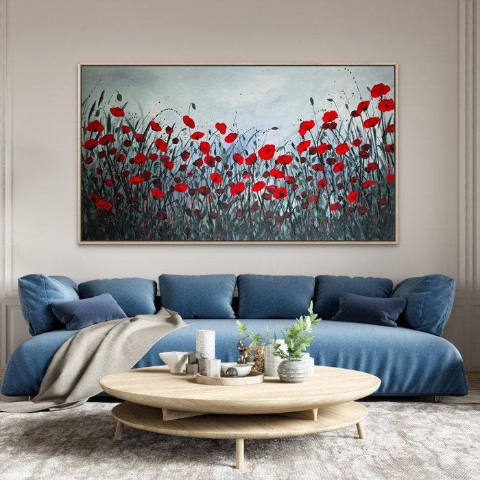 Alla Faber - Ember. Serie: Poppy Fields XXL, Antiek en Kunst, Kunst | Schilderijen | Modern