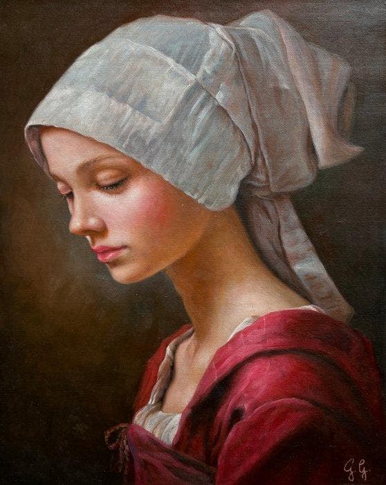Giuseppe Giglio (1957) - Il profilo della grazia, Antiek en Kunst, Kunst | Schilderijen | Klassiek