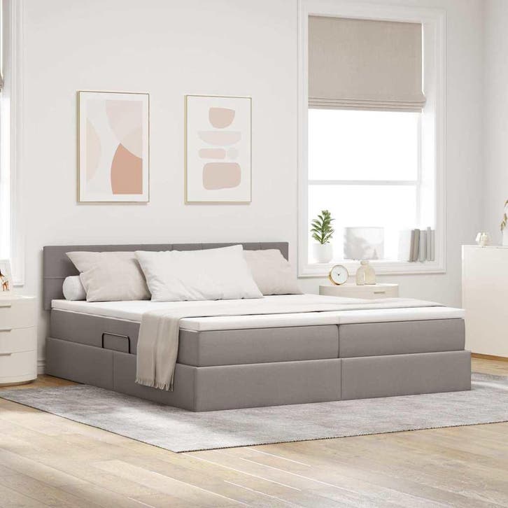 vidaXL Opslag bed met matras met opslag Taupe 180 x 200 cm, Huis en Inrichting, Slaapkamer | Bedden, Nieuw, Verzenden