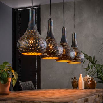 Drew Hanglamp - Zwart/Bruin Metaal, Huis en Inrichting, Ophalen of Verzenden, Nieuw