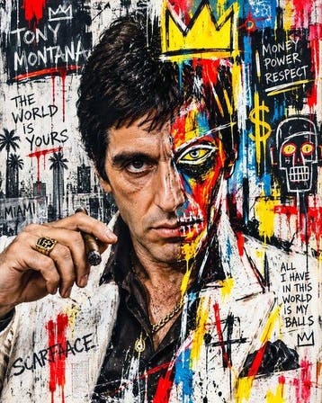 Scarface - Tony Montana con stile artistico Basquiat -, Nieuw