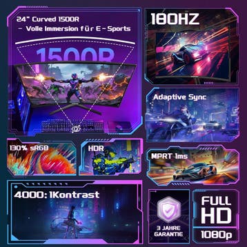 Gaming Monitor - Beeldscherm computer - 24 inch - Curved - 1, Computers en Software, Verzenden, Zo goed als nieuw