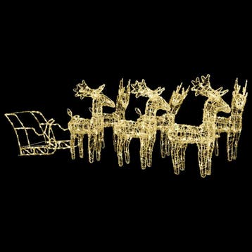 vidaXL Kerstversiering rendieren en slee 320 LEDs acryl, Diversen, Verzenden, Nieuw
