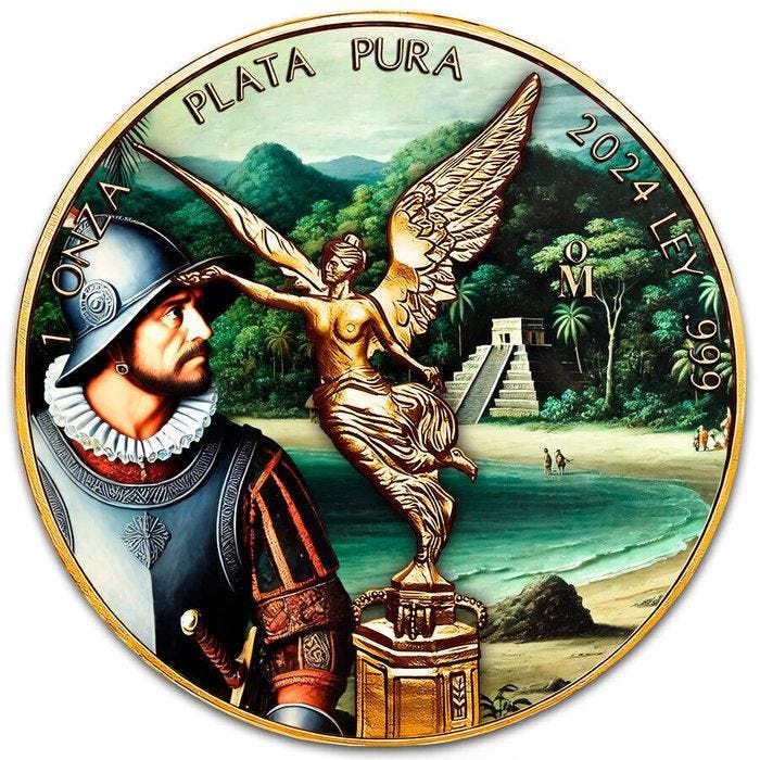 Mexico. 1 Onza 2024 1 oz Mexican Libertad Aztec Spanish, Postzegels en Munten, Edelmetalen en Baren