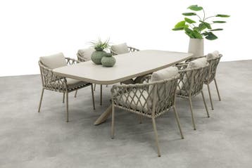 Sara/Soreno deens ovale tuinset 240x110 cm. - Latte, Verzenden, Nieuw, Overige materialen, Tuinset
