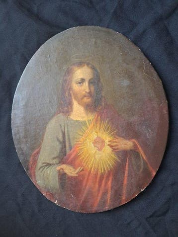 Onbekende kunstenaar - Heilig hart van Jezus op doek