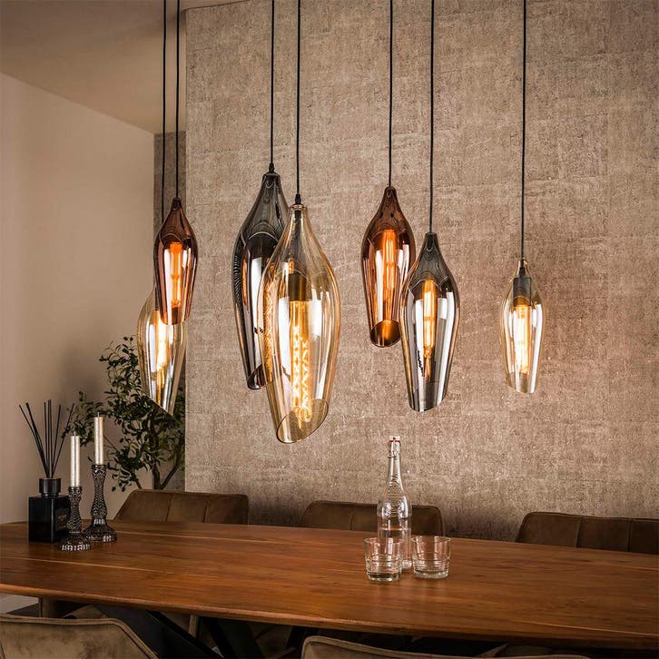 *WOONWINKEL* Eettafel Lamp Druppel Gekleurd Glas, Huis en Inrichting, Lampen | Hanglampen, Nieuw, Verzenden