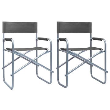 Regisseursstoelen 2 stuks - Grijs | Retourdeal 52% Korting, Ophalen of Verzenden, Zo goed als nieuw, Metaal, Inklapbaar